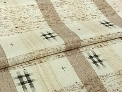 平和屋着物▽ぜんまい紬　単衣　井桁絣　正絹　逸品　AABL4033jh