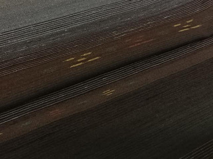 平和屋着物▽上質な紬 　単衣　横段文 　正絹　逸品　未使用　AABL4037jh