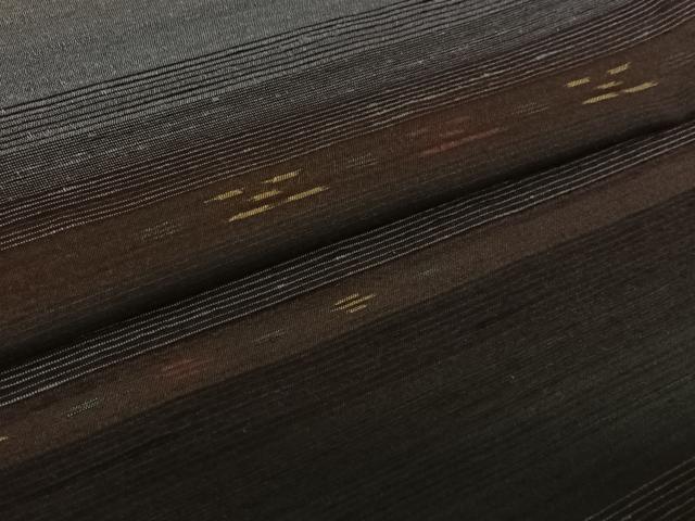 平和屋着物▽上質な紬 　単衣　横段文 　正絹　逸品　未使用　AABL4037jh