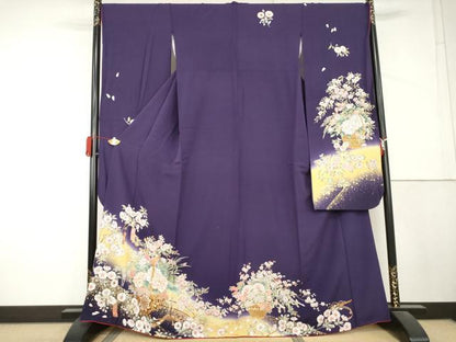 平和屋着物●豪華振袖　駒刺繍　花車文　暈し染め　金彩　やまと誂製　正絹　逸品　AABL4042cs