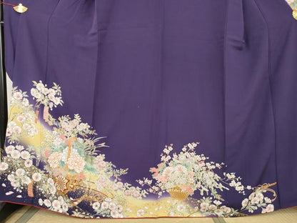 平和屋着物●豪華振袖　駒刺繍　花車文　暈し染め　金彩　やまと誂製　正絹　逸品　AABL4042cs