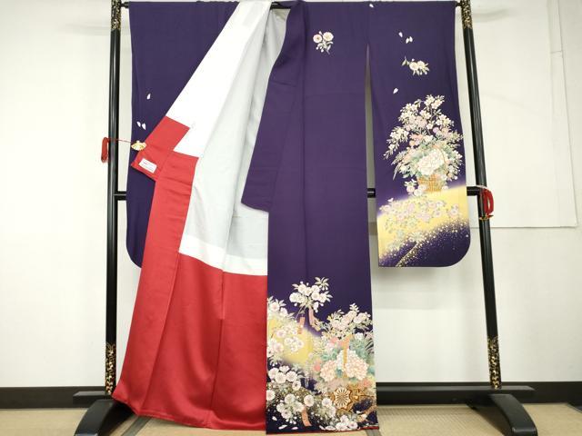 平和屋着物●豪華振袖　駒刺繍　花車文　暈し染め　金彩　やまと誂製　正絹　逸品　AABL4042cs