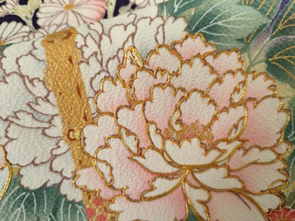平和屋着物●豪華振袖　駒刺繍　花車文　暈し染め　金彩　やまと誂製　正絹　逸品　AABL4042cs