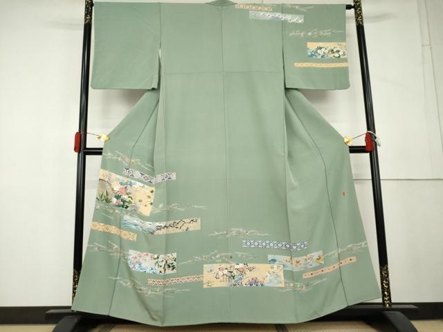 平和屋着物●訪問着　友禅　作家物　飛鶴風景文　正絹　逸品　AABL4043cs