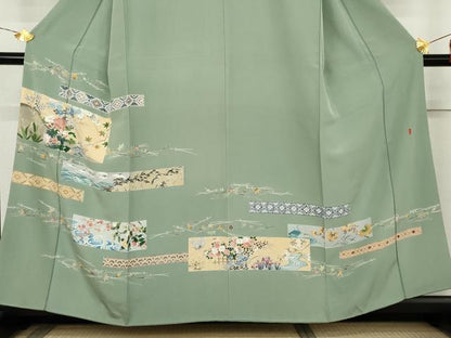 平和屋着物●訪問着　友禅　作家物　飛鶴風景文　正絹　逸品　AABL4043cs