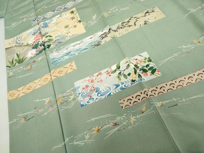 平和屋着物●訪問着　友禅　作家物　飛鶴風景文　正絹　逸品　AABL4043cs