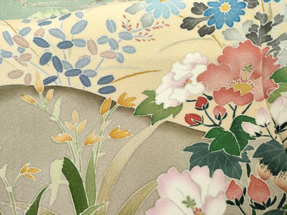 平和屋着物●訪問着　友禅　作家物　飛鶴風景文　正絹　逸品　AABL4043cs