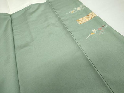 平和屋着物●訪問着　友禅　作家物　飛鶴風景文　正絹　逸品　AABL4043cs