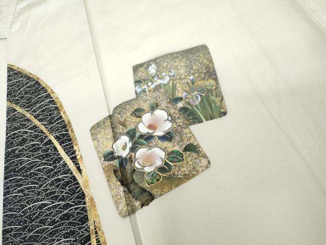 平和屋着物●訪問着　螺鈿　色紙重ね草花文　金銀彩　嘘つき襦袢　正絹　逸品　AABL4044cs