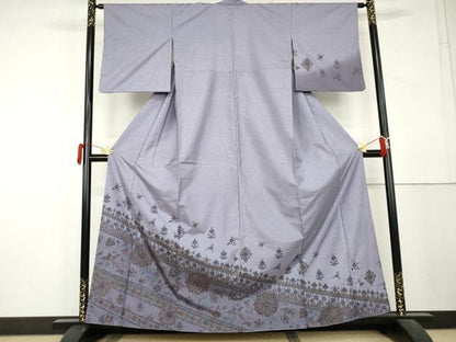 平和屋着物●本場大島紬　染大島　正倉院花鳥文　正絹　逸品　AABL4046cs