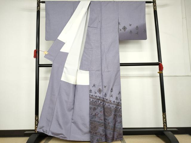 平和屋着物●本場大島紬　染大島　正倉院花鳥文　正絹　逸品　AABL4046cs
