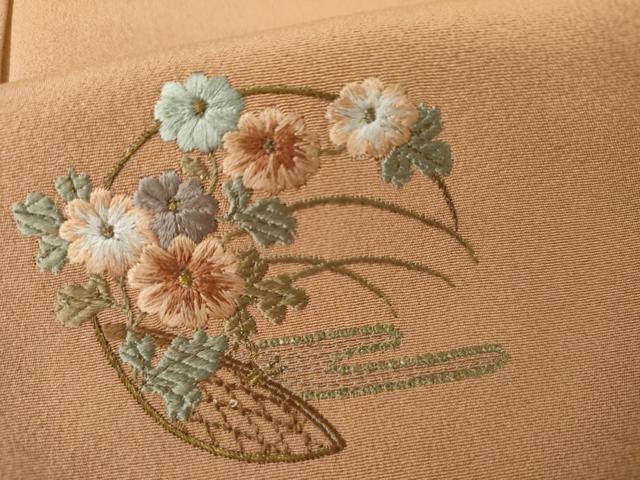 平和屋着物●訪問着　総刺繍　花丸文　金糸　正絹　逸品　AABL4047cs
