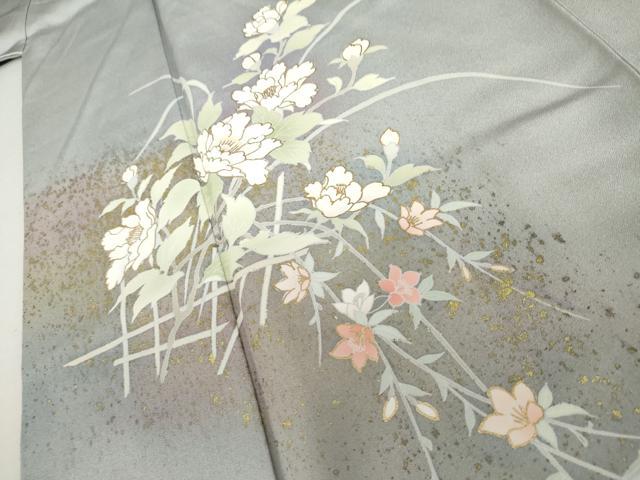 平和屋着物●訪問着　草花文　暈し染め　金彩　正絹　逸品　AABL4049cs