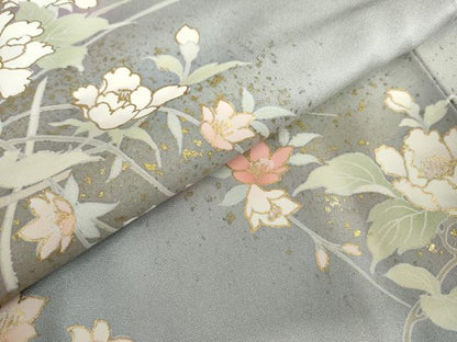 平和屋着物●訪問着　草花文　暈し染め　金彩　正絹　逸品　AABL4049cs
