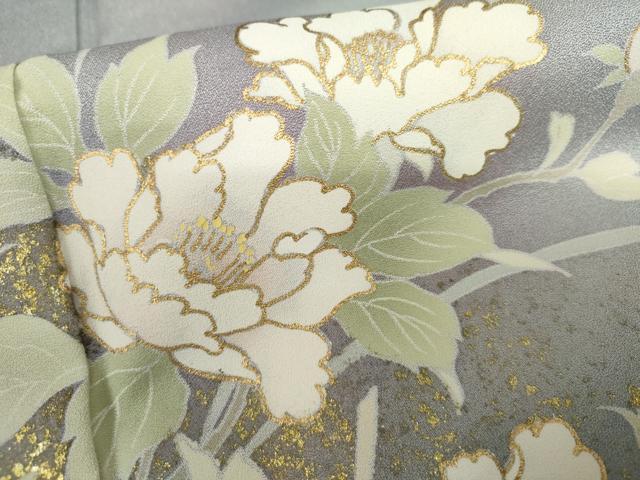 平和屋着物●訪問着　草花文　暈し染め　金彩　正絹　逸品　AABL4049cs