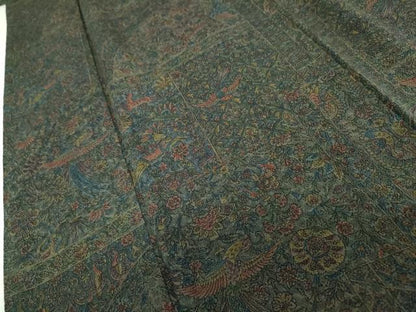 平和屋着物●上質な小紋　更利作　鳥獣更紗花文　鬼しぼ縮緬　正絹　逸品　AABL4050cs