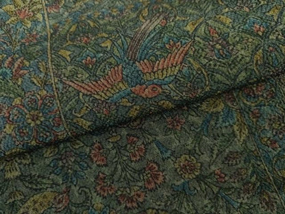 平和屋着物●上質な小紋　更利作　鳥獣更紗花文　鬼しぼ縮緬　正絹　逸品　AABL4050cs