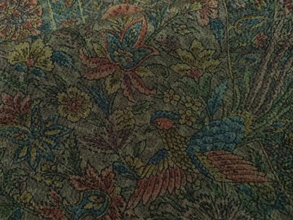 平和屋着物●上質な小紋　更利作　鳥獣更紗花文　鬼しぼ縮緬　正絹　逸品　AABL4050cs