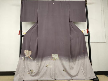 平和屋着物●松尾光琳　色留袖　誰が袖吉祥文　銀彩　ロング丈　正絹　逸品　AABL4051cs