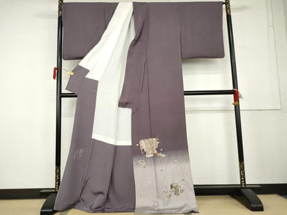 平和屋着物●松尾光琳　色留袖　誰が袖吉祥文　銀彩　ロング丈　正絹　逸品　AABL4051cs