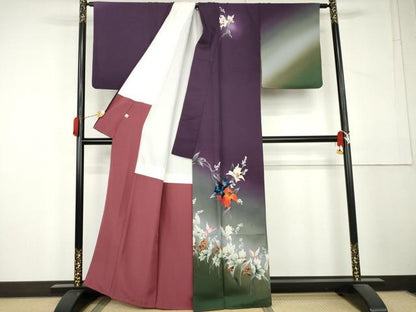平和屋着物●染色作家　木下茂森　訪問着　手描き　枝花文　暈し染め　正絹　逸品　AABL4052cs