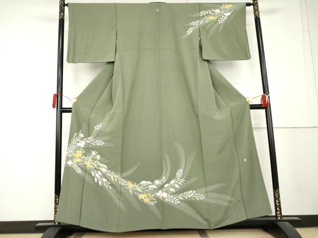 平和屋着物●訪問着　友禅　作家物　枝花文　正絹　逸品　AABL4053cs