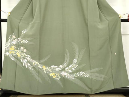 平和屋着物●訪問着　友禅　作家物　枝花文　正絹　逸品　AABL4053cs