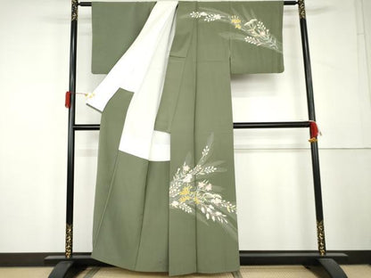 平和屋着物●訪問着　友禅　作家物　枝花文　正絹　逸品　AABL4053cs