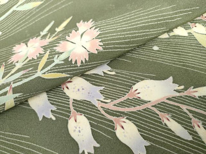 平和屋着物●訪問着　友禅　作家物　枝花文　正絹　逸品　AABL4053cs