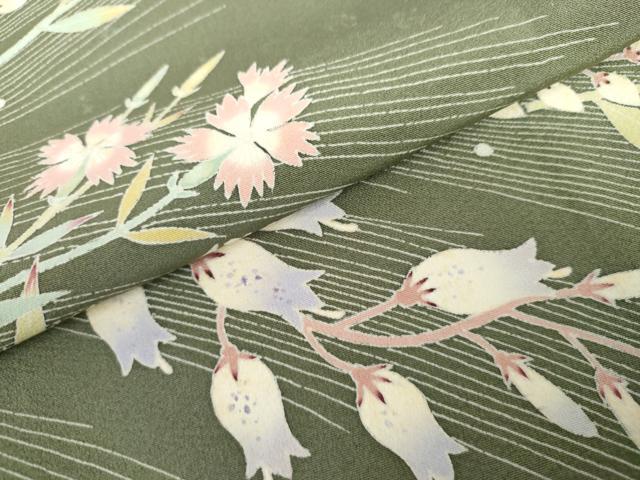 平和屋着物●訪問着　友禅　作家物　枝花文　正絹　逸品　AABL4053cs