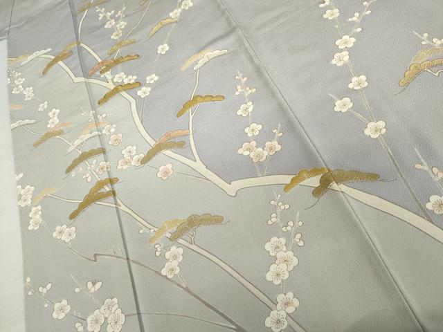 平和屋着物●訪問着　駒刺繍　梅松文　金彩　正絹　逸品　AABL4054cs