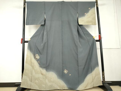 平和屋着物●訪問着　絞り　竹屋町刺繍　跳び兎　金糸　正絹　逸品　AABL4055cs