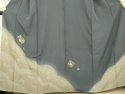 平和屋着物●訪問着　絞り　竹屋町刺繍　跳び兎　金糸　正絹　逸品　AABL4055cs