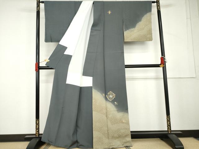 平和屋着物●訪問着　絞り　竹屋町刺繍　跳び兎　金糸　正絹　逸品　AABL4055cs