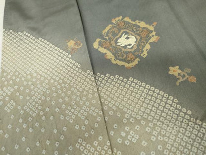 平和屋着物●訪問着　絞り　竹屋町刺繍　跳び兎　金糸　正絹　逸品　AABL4055cs