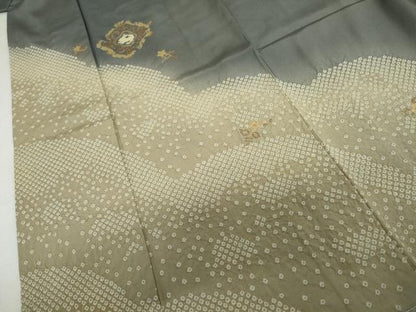 平和屋着物●訪問着　絞り　竹屋町刺繍　跳び兎　金糸　正絹　逸品　AABL4055cs