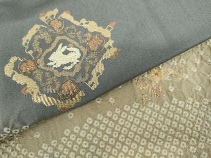 平和屋着物●訪問着　絞り　竹屋町刺繍　跳び兎　金糸　正絹　逸品　AABL4055cs