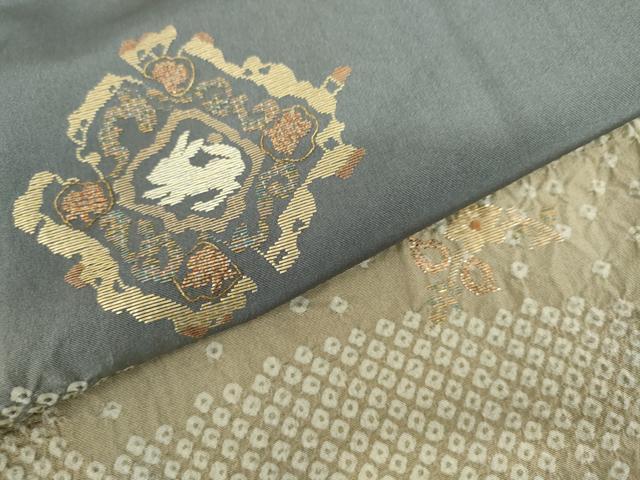 平和屋着物●訪問着　絞り　竹屋町刺繍　跳び兎　金糸　正絹　逸品　AABL4055cs