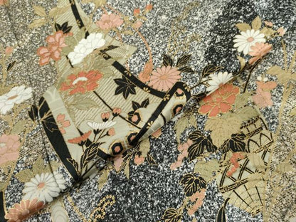 平和屋着物●訪問着　枝花文　たたき染め　金彩　正絹　逸品　AABL4056cs