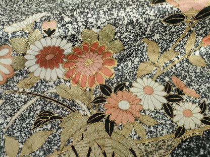 平和屋着物●訪問着　枝花文　たたき染め　金彩　正絹　逸品　AABL4056cs