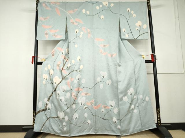 平和屋着物●訪問着　絞り　枝花文　金彩　正絹　逸品　AABL4057cs