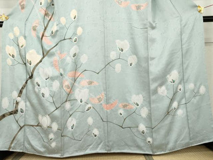 平和屋着物●訪問着　絞り　枝花文　金彩　正絹　逸品　AABL4057cs