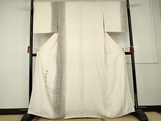 平和屋着物●訪問着　刺繍　宝格子　金糸　正絹　逸品　AABL4058cs