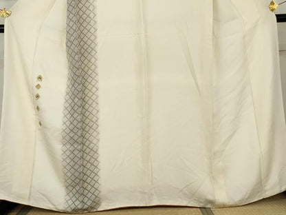 平和屋着物●訪問着　刺繍　宝格子　金糸　正絹　逸品　AABL4058cs