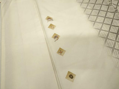 平和屋着物●訪問着　刺繍　宝格子　金糸　正絹　逸品　AABL4058cs