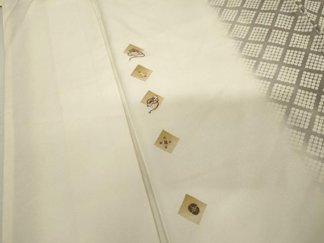 平和屋着物●訪問着　刺繍　宝格子　金糸　正絹　逸品　AABL4058cs
