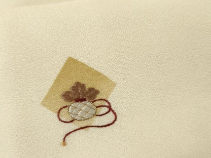 平和屋着物●訪問着　刺繍　宝格子　金糸　正絹　逸品　AABL4058cs