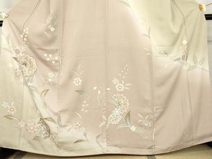 平和屋着物●訪問着　刺繍　枝花文　暈し染め　金糸　金彩　正絹　逸品　AABL4059cs