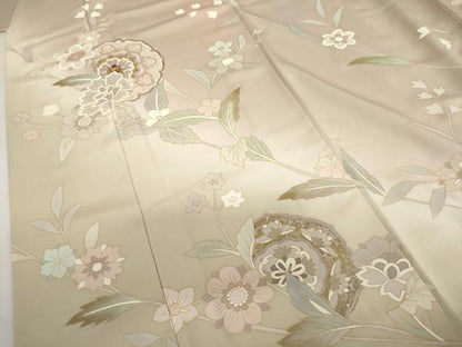 平和屋着物●訪問着　刺繍　枝花文　暈し染め　金糸　金彩　正絹　逸品　AABL4059cs