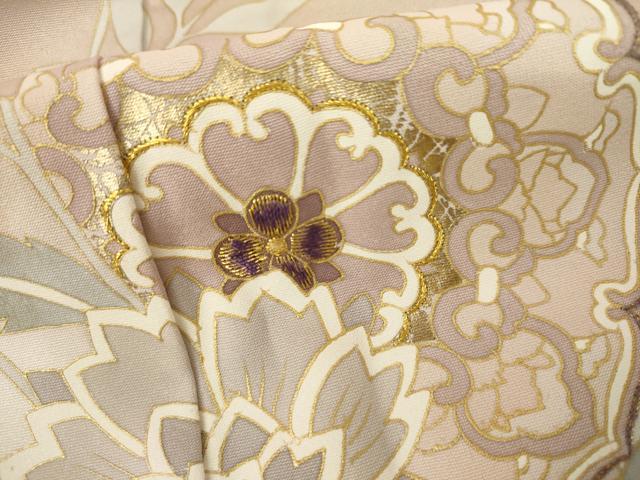 平和屋着物●訪問着　刺繍　枝花文　暈し染め　金糸　金彩　正絹　逸品　AABL4059cs